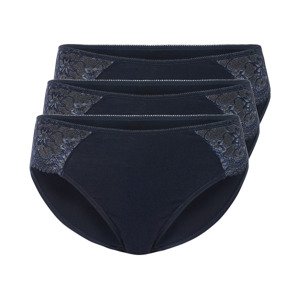 esmara® Dámské kalhotky s krajkou, 3 kusy (XL (48/50), navy modrá)