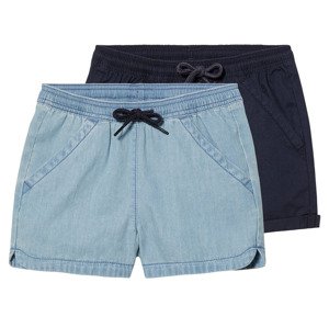 lupilu® Dívčí šortky, 2 kusy (98/104, námořnická modrá / světle modrá)