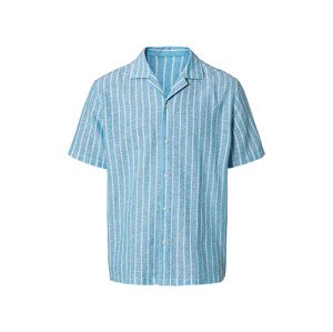 LIVERGY® Pánská lněná košile (S (37/38), pruhovaná/modrá/bílá)