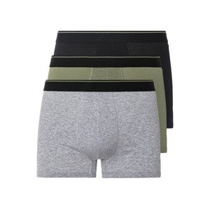 LIVERGY® Pánské boxerky, 3 kusy (5/M, černá/olivová/šedá)