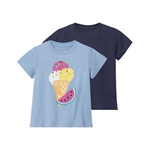 lupilu® Dívčí triko, 2 kusy (110/116, navy modrá / modrá)