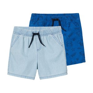 lupilu® Chlapecké kraťasy s BIO bavlnou, 2 kusy (74/80, světle modrá / tmavě modrá)