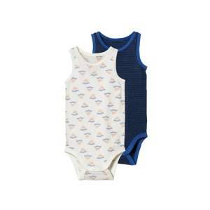 lupilu® Chlapecké body s BIO bavlnou, 2 kusy (74/80, bílá/modrá)