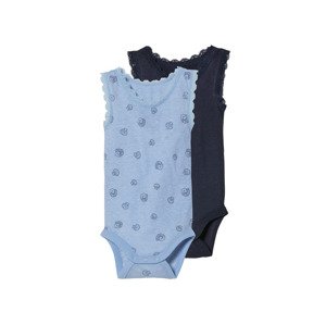 lupilu® Dívčí body s BIO bavlnou, 2 kusy (74/80, námořnická modrá / modrá)