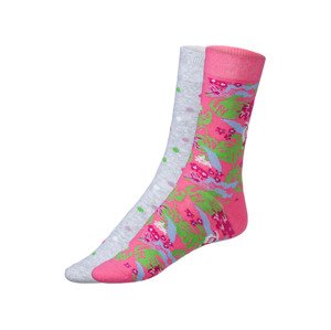 Veselé ponožky, 2 páry (růžová / vzor / šedá / puntíky, 39/42)