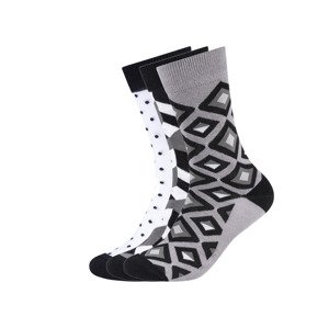 Fun Socks Dámské / Pánské ponožky v dárkovém balení, 3 páry (Black and White, 36-40)