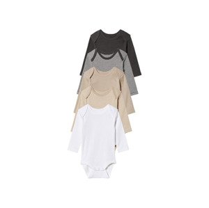 lupilu® Dětské body s BIO bavlnou, 5 kusů (50/56, bílá/krémová/hnědá/šedá)