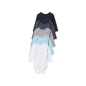 lupilu® Dětské body s BIO bavlnou, 5 kusů (bílá/šedá/modrá/navy modrá, 74/80)