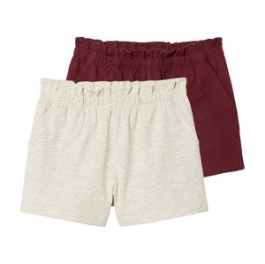 lupilu® Dívčí šortky, 2 kusy (98/104, vínová/béžová)