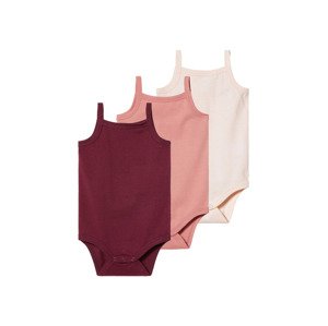 lupilu® Dívčí body, 3 kusy (50/56, vínová/růžová)
