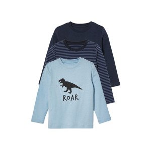 lupilu® Chlapecké triko s dlouhými rukávy, 3 kusy (modrá / světle modrá / navy modrá, 122/128)