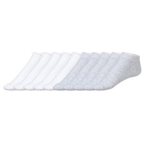 esmara® Dámské nízké ponožky s BIO bavlnou, 10 párů (35/38, bílá/šedá)
