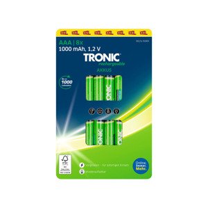 TRONIC® Nabíjecí baterie Ni-MH Ready 2 Use, 8 kusů (AAA – mikrotužková)