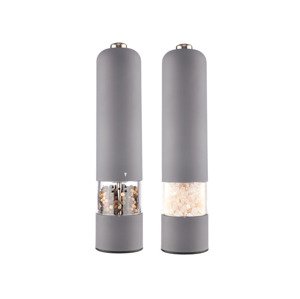 Silvercrest® Kitchen Tools Sada elektrických mlýnků na sůl a pepř, 2dílná, šedá