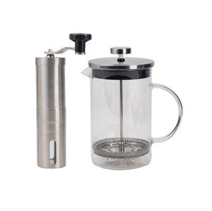 Sada mlýnku na kávu a french press kávovaru, 800 ml, nerez