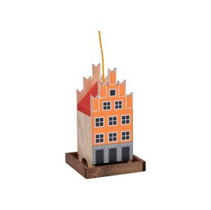 dobar Dřevěná dekorativní ptačí budka (oranžová/červená)