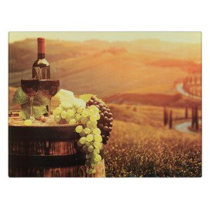 Livarno home Skleněné kuchyňské prkénko (velké/motiv vína)