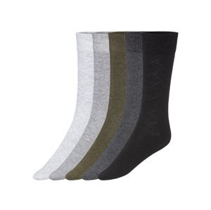Livergy® Pánské ponožky s BIO bavlnou, 5 párů (43/46, šedá/khaki/černá)