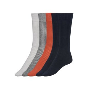 Livergy® Pánské ponožky s BIO bavlnou, 5 párů (43/46, oranžová / šedá / námořnická modrá)