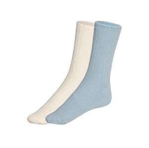esmara® Dámské domácí ponožky, 2 páry (39/42, krémová/modrá)