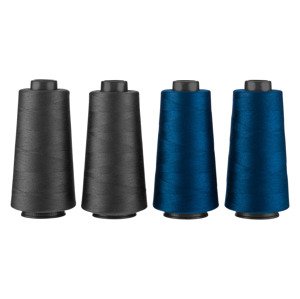 crelando® Overlocková šicí nit, 4 kusy (šedá/modrá)