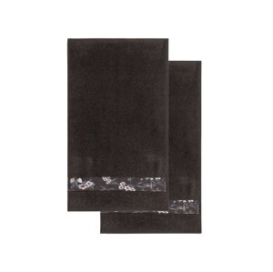 Livarno home Froté ručník pro hosty, 50 x 100 cm, 500 g/m2, 2 kusy (květy šedá)