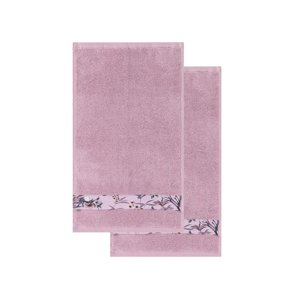 Livarno home Froté ručník pro hosty, 50 x 100 cm, 500 g/m2, 2 kusy (květy růžová)