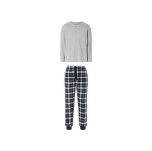 Livergy® Pánské flanelové pyžamo (M (48/50), světle šedá / navy modrá)