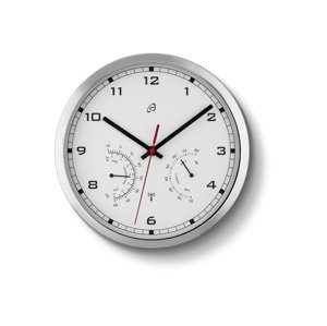 Auriol® Nástěnné hodiny s ukazatelem teploty a vlhkosti vzduchu (stříbrná/bílá)