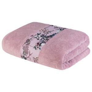 Livarno home Froté osuška, 100 x 150 cm, 500 g/m2 (růžová/bordura)