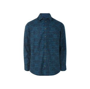 Livergy® Pánská flanelová košile (M (39/40), vzorovaná / modrá / navy modrá)