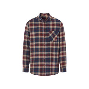 Livergy® Pánská volnočasová flanelová košile (XL (43/44), kostka / navy modrá / béžová / červená)