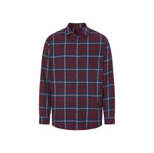 Livergy® Pánská volnočasová flanelová košile (M (39/40), kostka / červená / navy modrá)