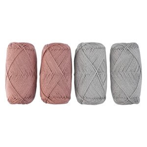 crelando® Sada bavlněné příze, 4 x 50 g (světle růžová / šedá)