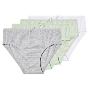 lupilu® Dívčí kalhotky s BIO bavlnou, 4 kusy (122/128, zelená/šedá/bílá)