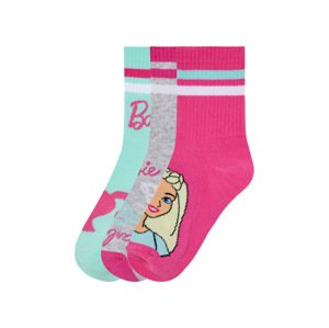 Dívčí ponožky, 3 páry (35/38, růžová/zelená)