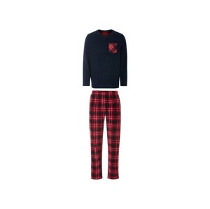 Livergy® Pánské fleecové pyžamo (XL (56/58), červená / kostkovaná / tmavě modrá)