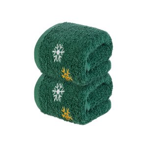 Livarno home Froté ručník pro hosty, 30 x 50 cm, 450 g/m2, 2 kusy (zelená)