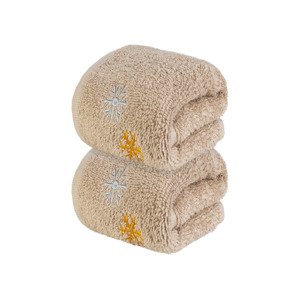 Livarno home Froté ručník pro hosty, 30 x 50 cm, 450 g/m2, 2 kusy (béžová)