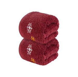 Livarno home Froté ručník pro hosty, 30 x 50 cm, 450 g/m2, 2 kusy (červená)