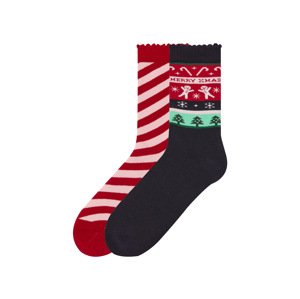 pepperts!® Dívčí vánoční termo ponožky s BIO bavlnou, 2 páry (35/38, navy modrá / červená)