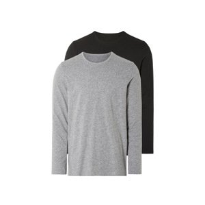 Livergy® Pánské triko s dlouhými rukávy s BIO bavlnou, 2 kusy (M(48/50), černá/šedá)