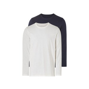 Livergy® Pánské triko s dlouhými rukávy s BIO bavlnou, 2 kusy (Xl(56/58), navy modrá / bílá)