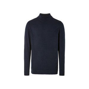 Livergy® Pánský úpletový svetr s rolákem (XL (56/58), námořnická modrá)