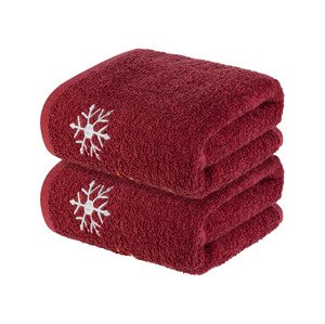 Livarno home Froté ručník, 50 x 90 cm, 450 g/m2, 2 kusy (červená)