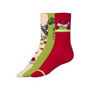 Dámské / Pánské ponožky Grinch, 3 páry (35-38, červená/bílá/zelená)