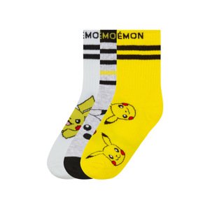 Chlapecké ponožky, 3 páry (Pokémon šedá / žlutá / bílá, 27/30)