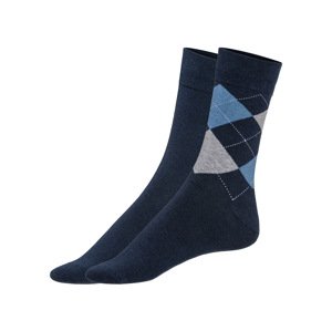 Livergy® Pánské ponožky s BIO bavlnou, 2 páry (39-42, vzor modrá)