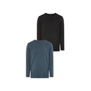 Livergy® Pánské triko s dlouhými rukávy, 2 kusy (XL (56/58), petrolejová/černá)