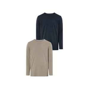 Livergy® Pánské triko s dlouhými rukávy, 2 kusy (XL (56/58), khaki/tmavě modrá)